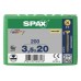 SPAX SCREW 3.5X20MM FLAT CSK STEEL YELLOX X RECESS Z2 4CUT 200PK
