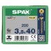 SPAX SCREW 3.5X40MM FLAT CSK STEEL YELLOX X RECESS Z2 4CUT 200PK